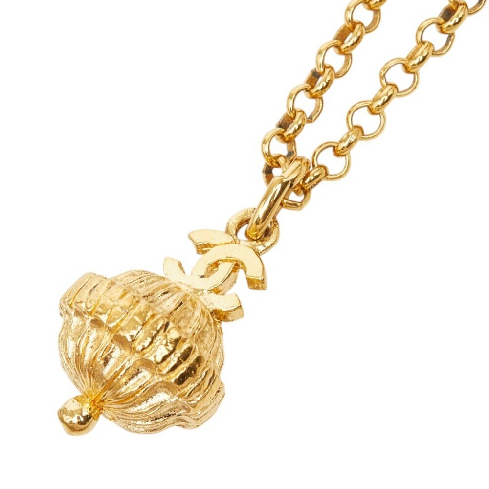 CHANEL Authentic Gold Logo Necklace